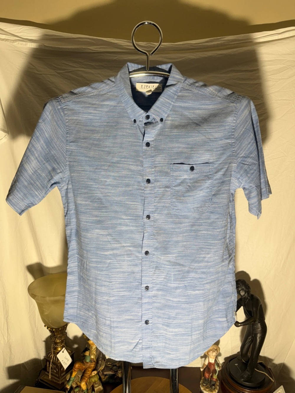 Ezekiel Light Blue Heathered Short-Sleeve Button-Down Shirt